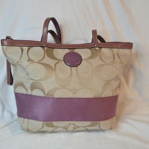 Coach Beige and Purple/Pink Women's Tote Bag F15112